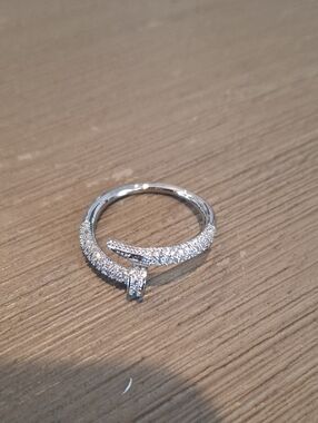 Sterling Silver Pave Knot Ring - White